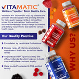 Etiqueta de Vitamatic Biotina Gummies con información de dosis