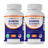 Vitamatic boro glicinato: envase frontal, tableta suave para uso diario.
