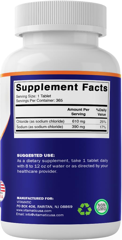Vitamatic cloruro de sodio 1000 mg, uso diario recomendado.