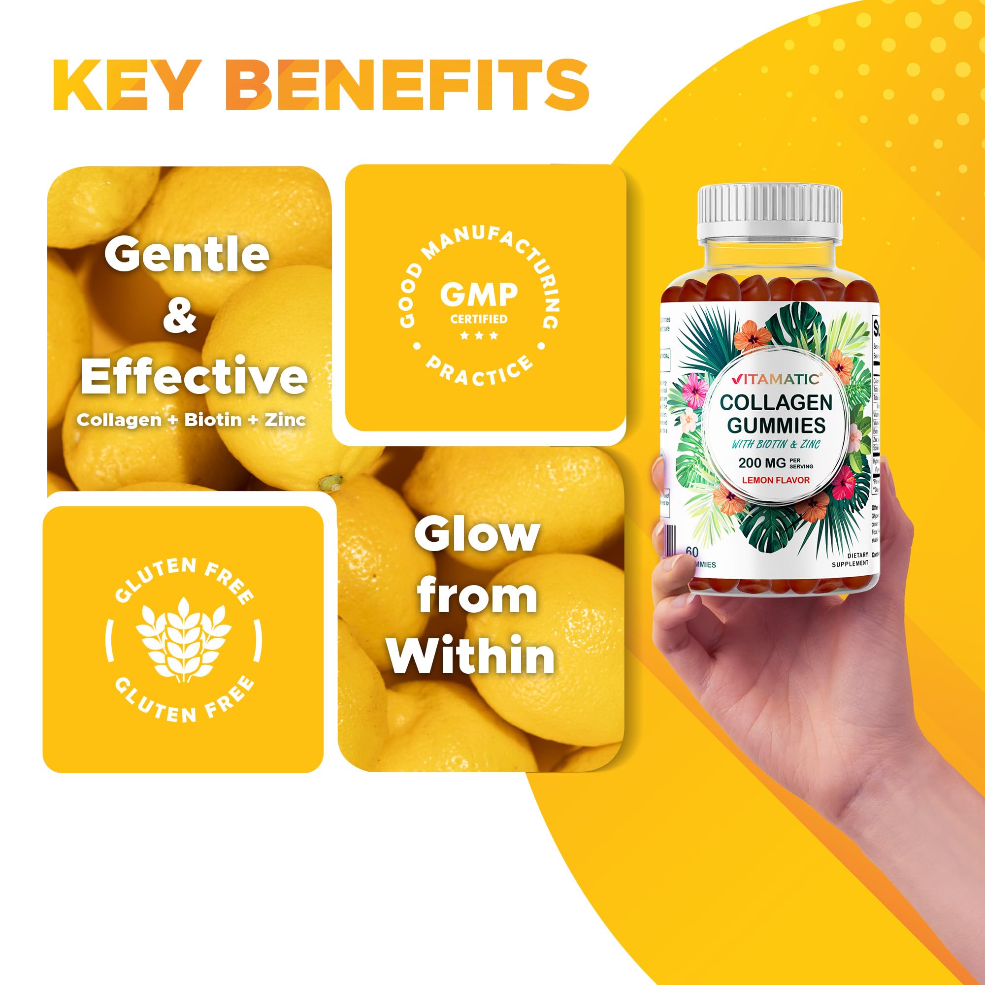 Gomitas con biotina, vitamina C y zinc para salud dérmica.