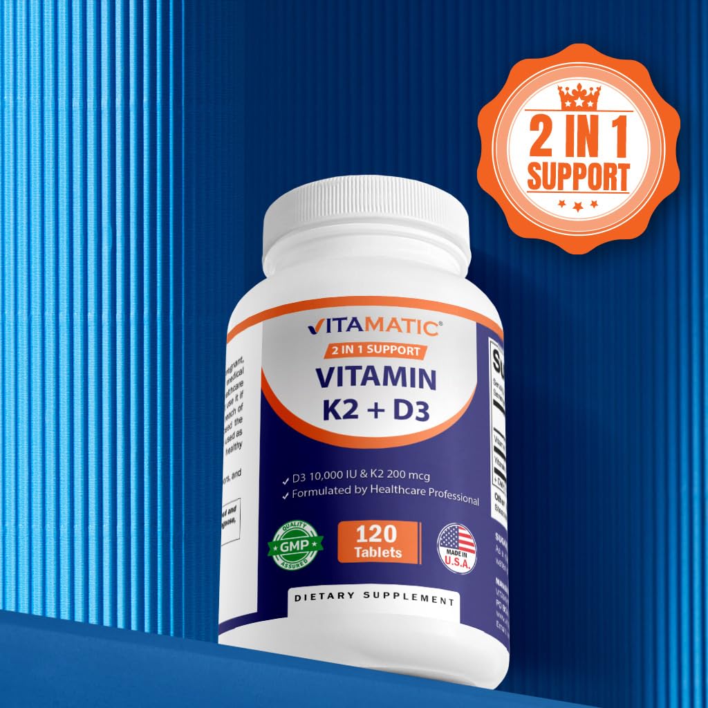 Vitamatic D3 K2 tableta, enfoque en calcio.