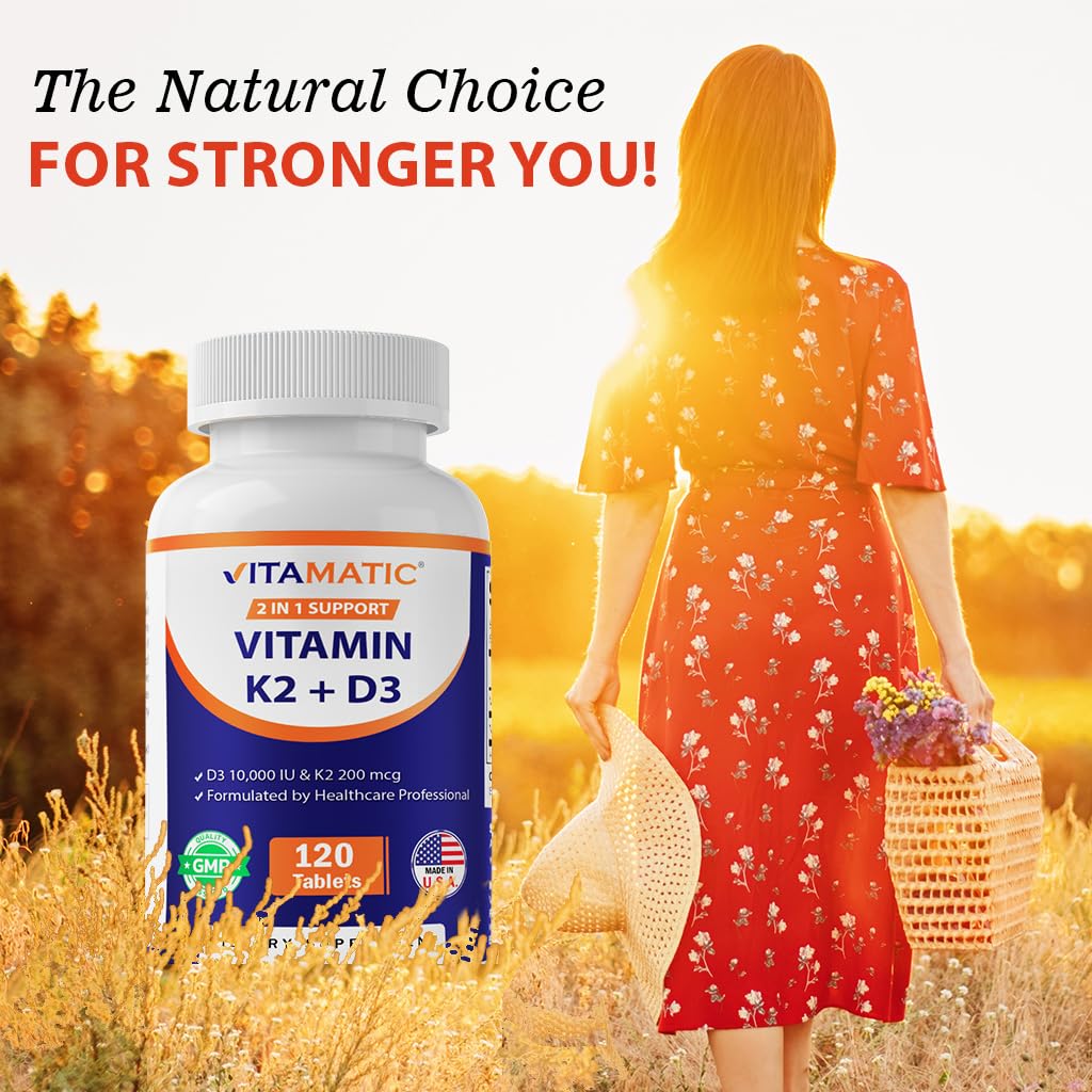 Vitamatic D3 K2 tableta, libre de OGM para dietas.
