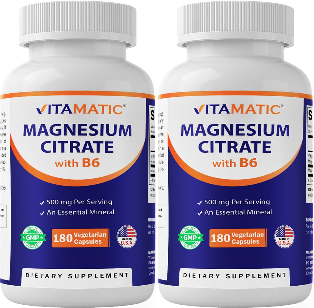 Vitamatic dos-envases magnesio citrato 500 mg, cápsulas vegetales para apoyo muscular