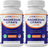 Vitamatic dos-envases magnesio citrato 500 mg, cápsulas vegetales para apoyo muscular