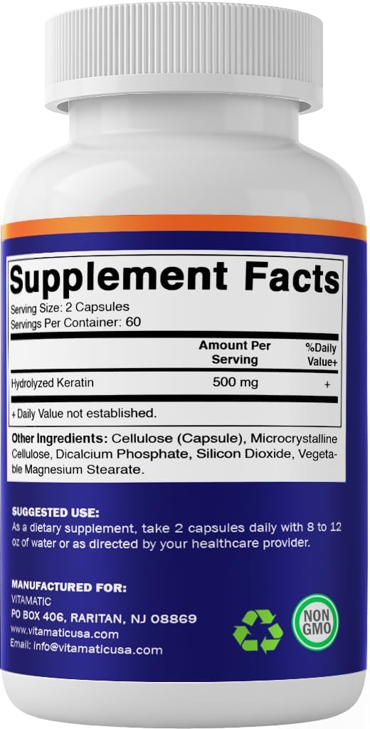Dosis de 500 mg por cápsula de keratina hidrolizada