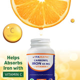 Empaque externo de Vitamatic Carbonyl Iron dentro de la caja