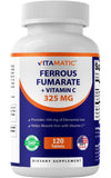 Vitamatic Ferro Fumarato tableta 325 mg en empaque compacto para uso diario.