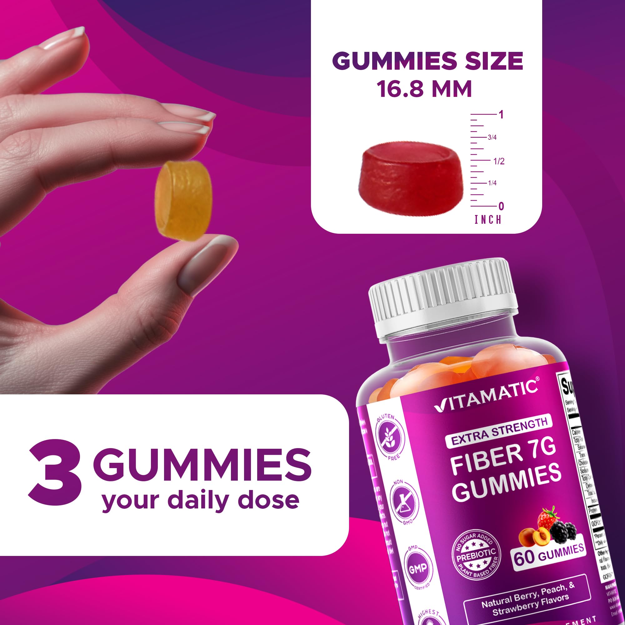 Fibra vegetal Vitamatic con FOS remolacha para apoyo digestivo suave.