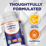 Vitamatic frasco de aceite de calabaza 2000 mg, alta pureza.