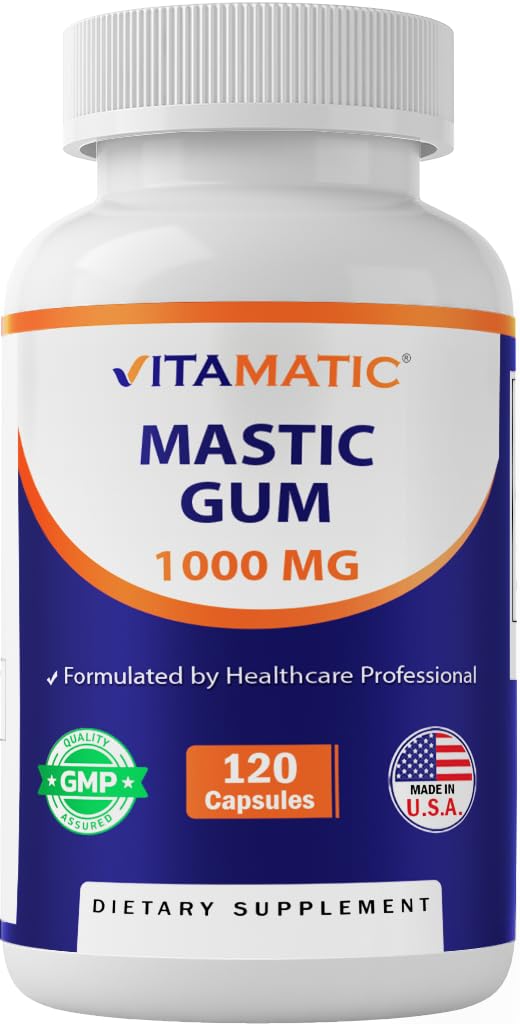 Vitamatic Goma Mastic cápsulas 1000 mg para apoyo digestivo suave.