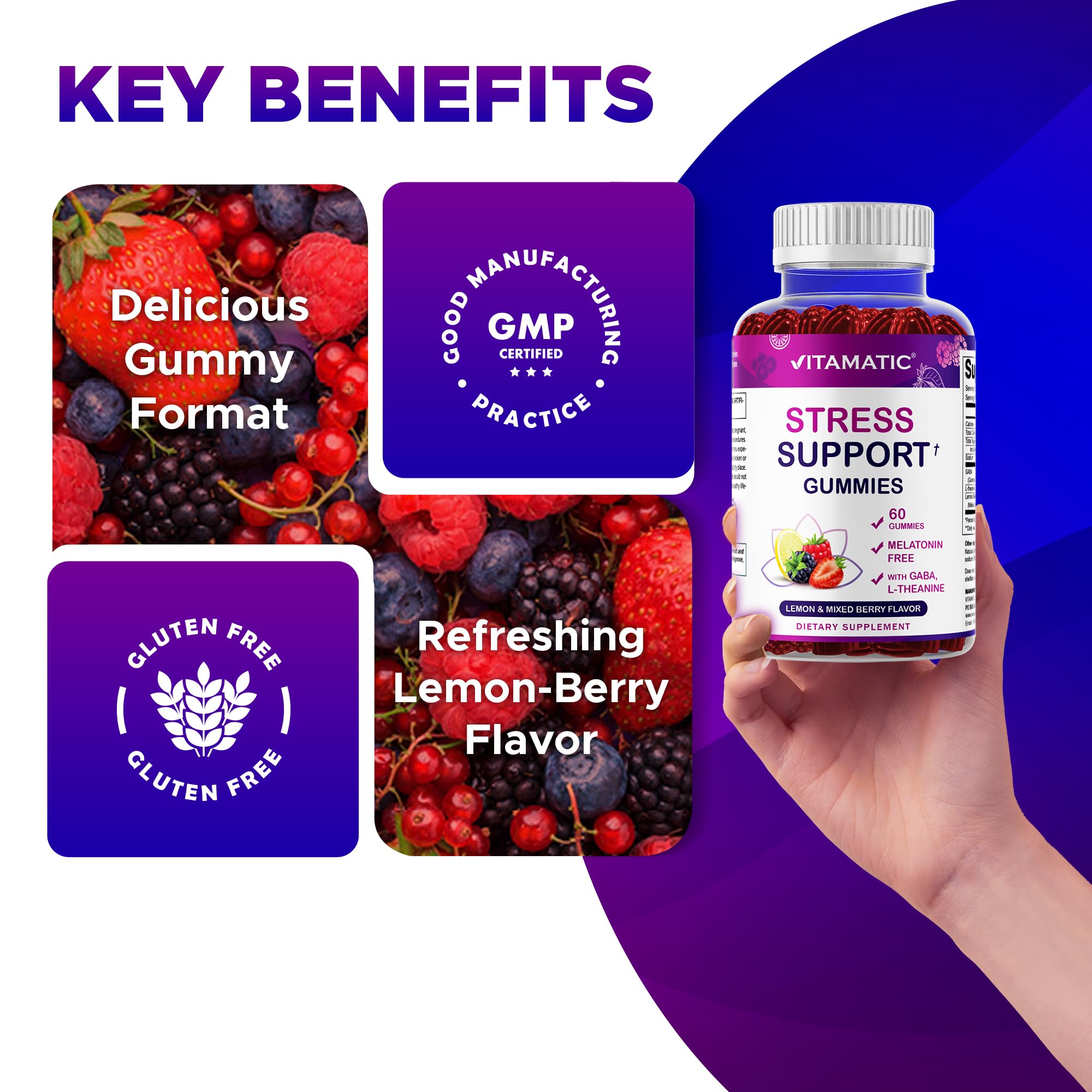 Etiqueta Vitamatic vegana y sin OGM para dietas conscientes.