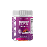 Vitamatic gomitas fibra prebiótica en frasco para apoyo digestivo diario.