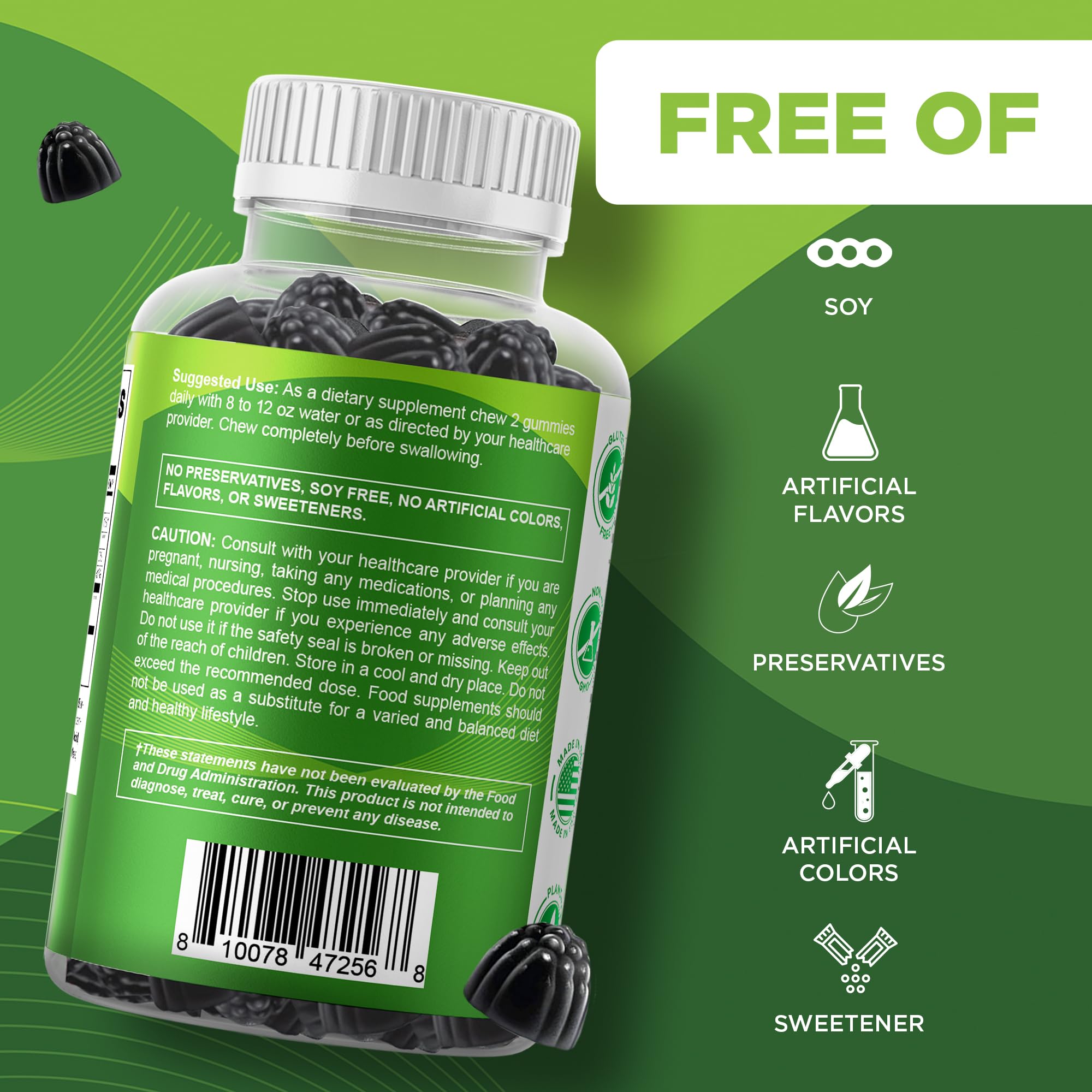 Vitamatic Gomitas moringa alto poder, 200 mg por porción para bienestar diario.