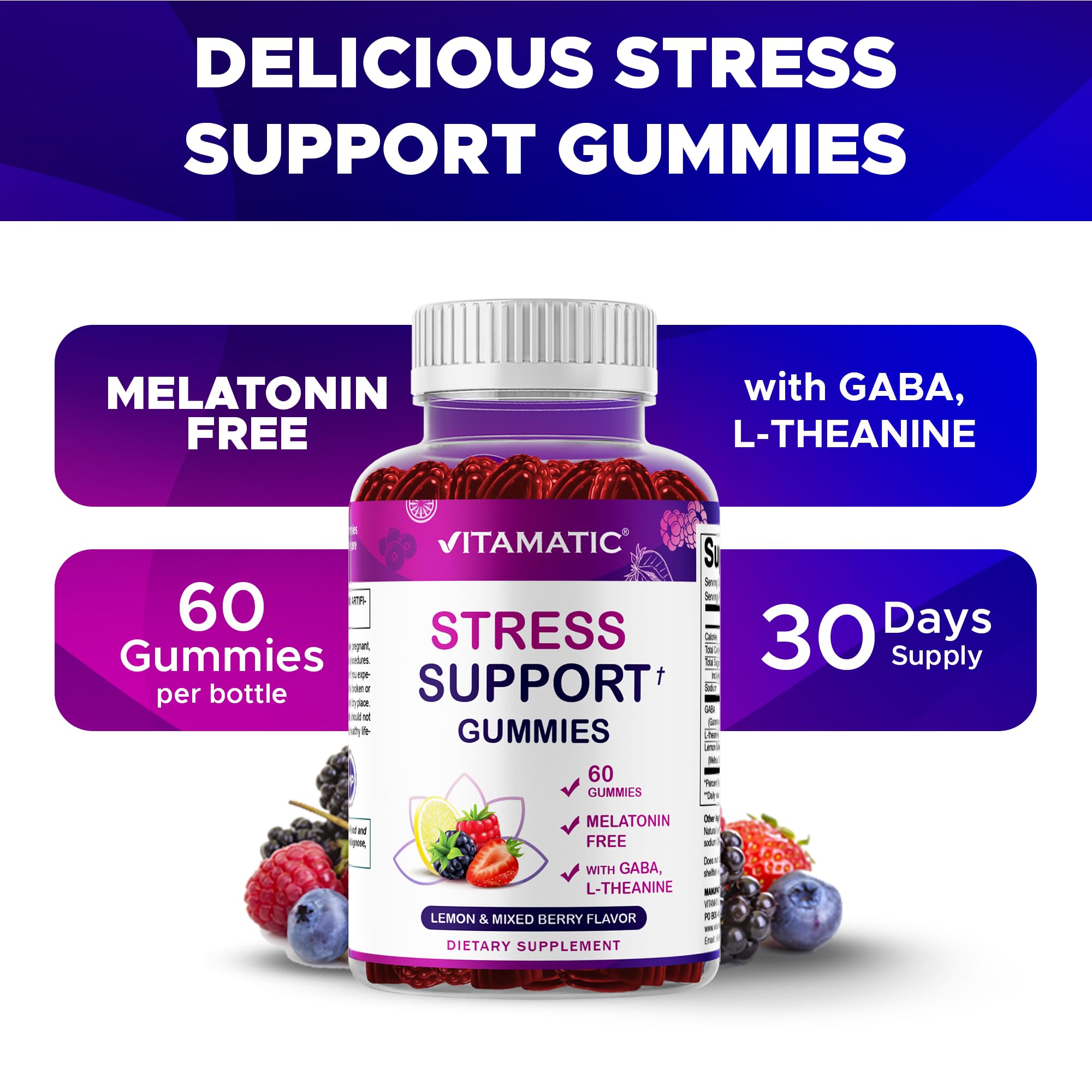 Gomitas Vitamatic sabor bayas mixtas, deleite sabroso para apoyar la relajación.