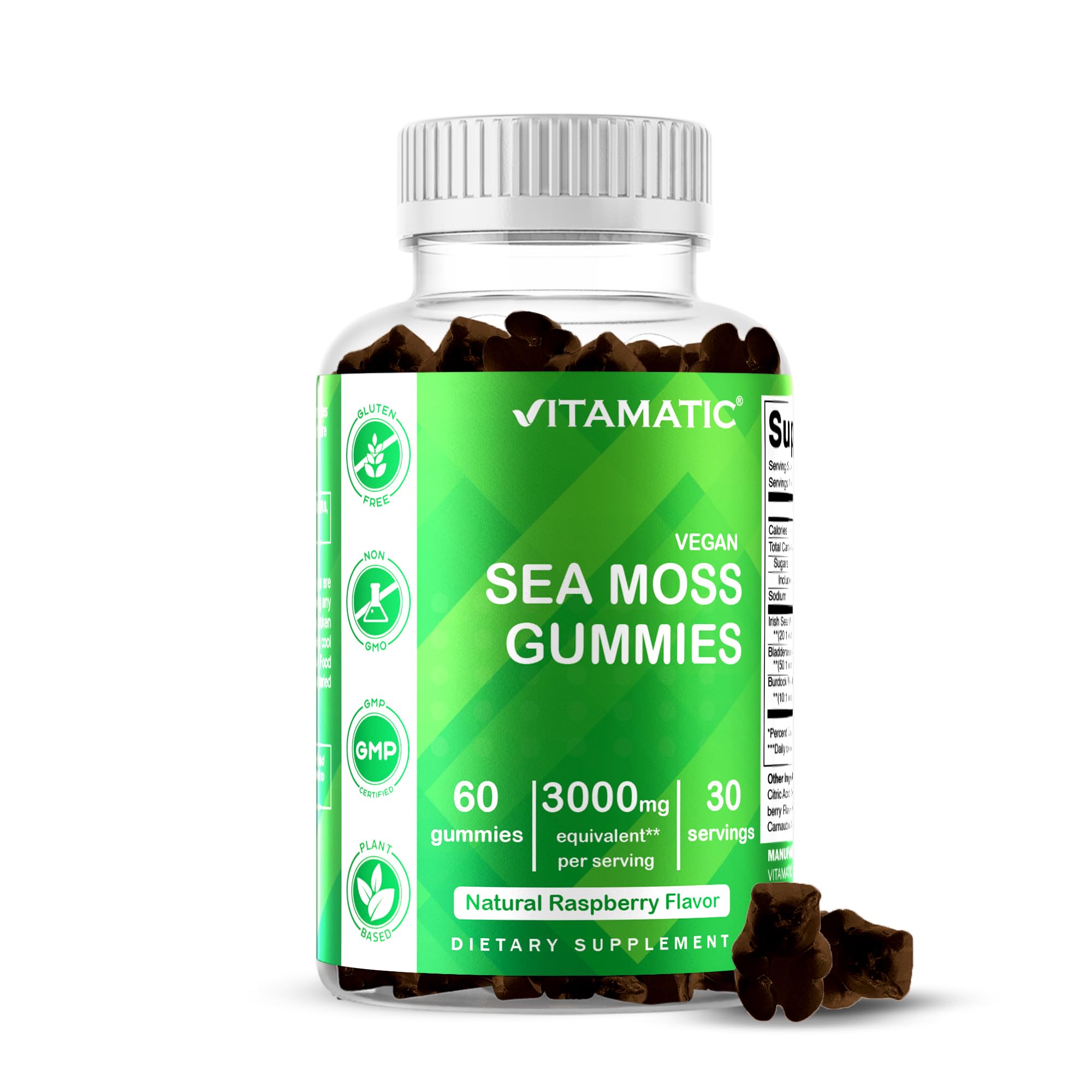 Vitamatic gominolas de musgo mar irlandés en frasco, sabor natural