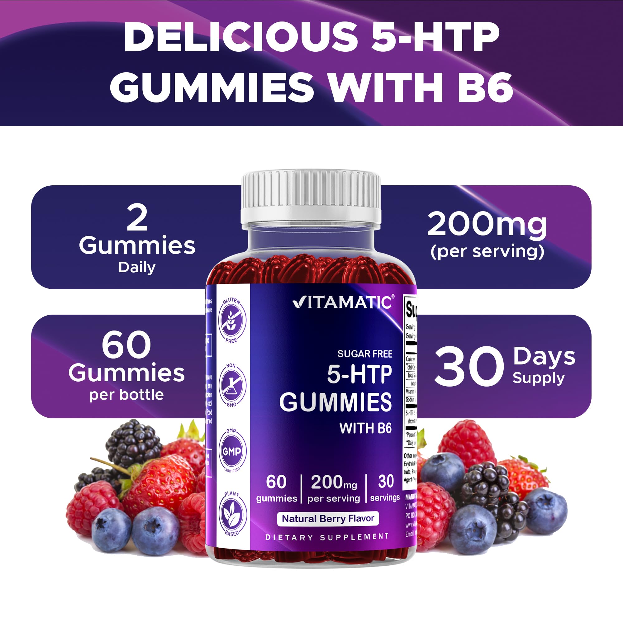 Producto libre de OGM, Vitamatic 5-HTP.