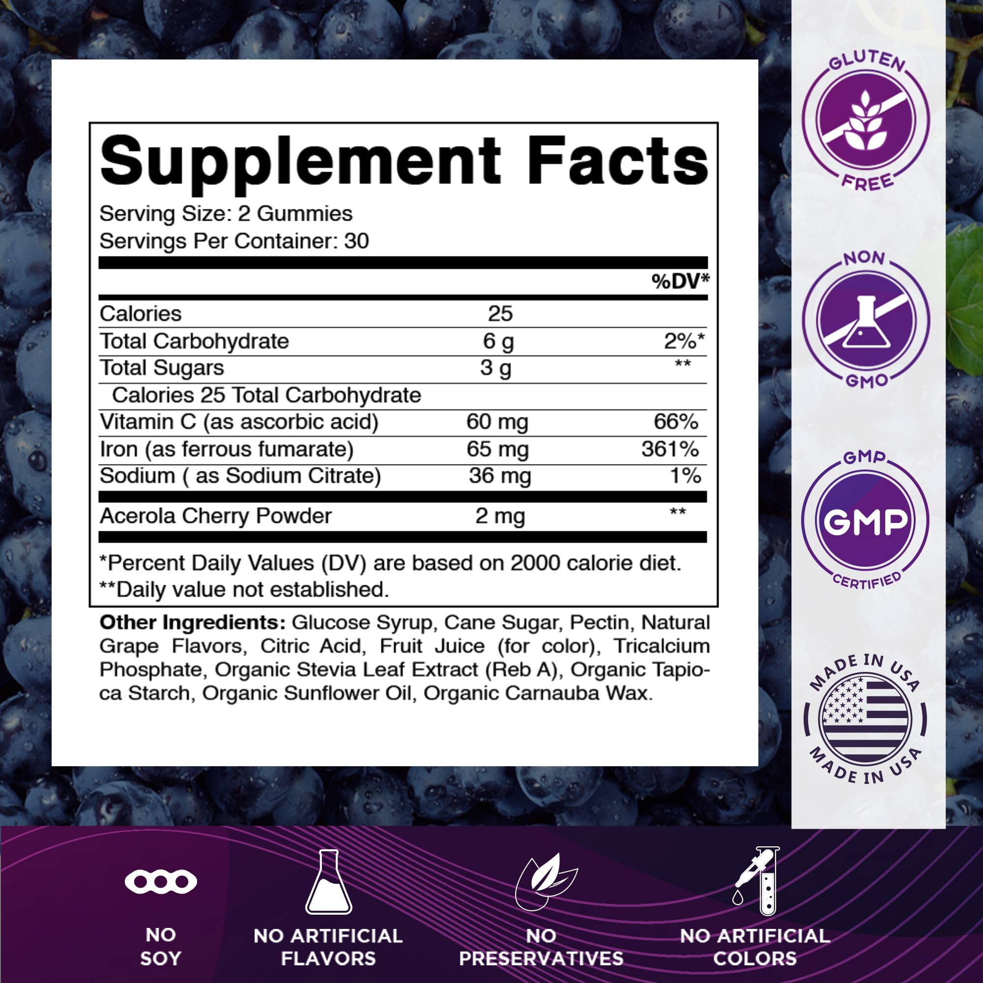 Gomitas Vitamatic Hierro 65 mg con vitamina C mejoran la absorción