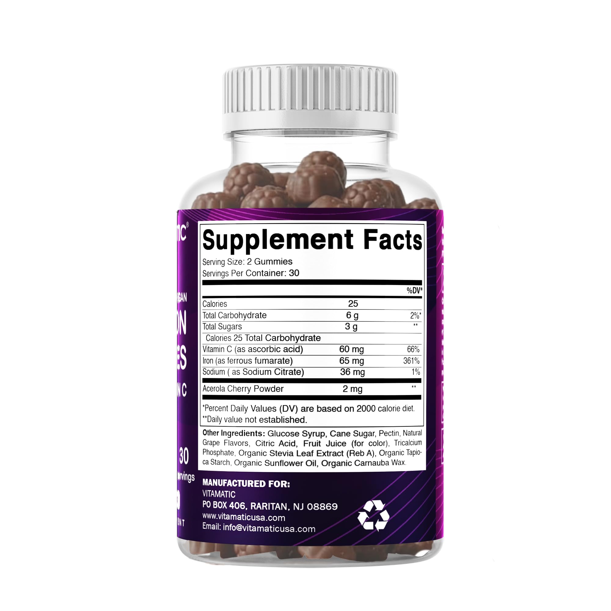 Caja de 60 gomitas Vitamatic Hierro 65 mg para diario