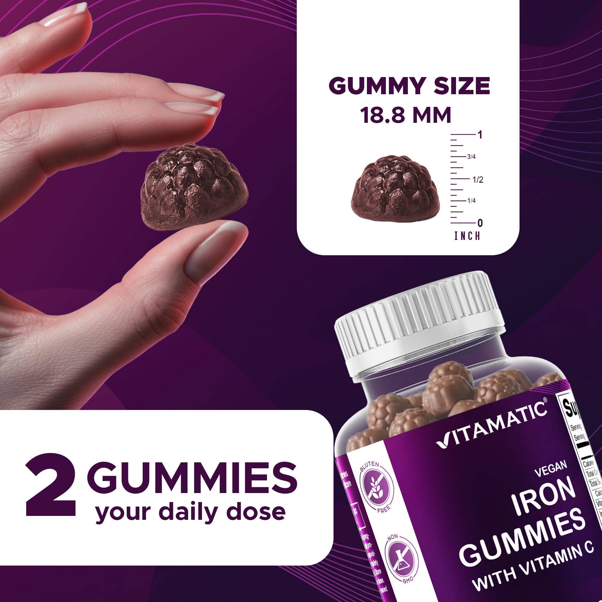 Gomitas veganas Vitamatic Hierro 65 mg con pectina