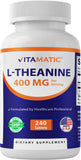 Vitamatic L-Theanine frente del envase, ideal para empezar tu día con claridad.