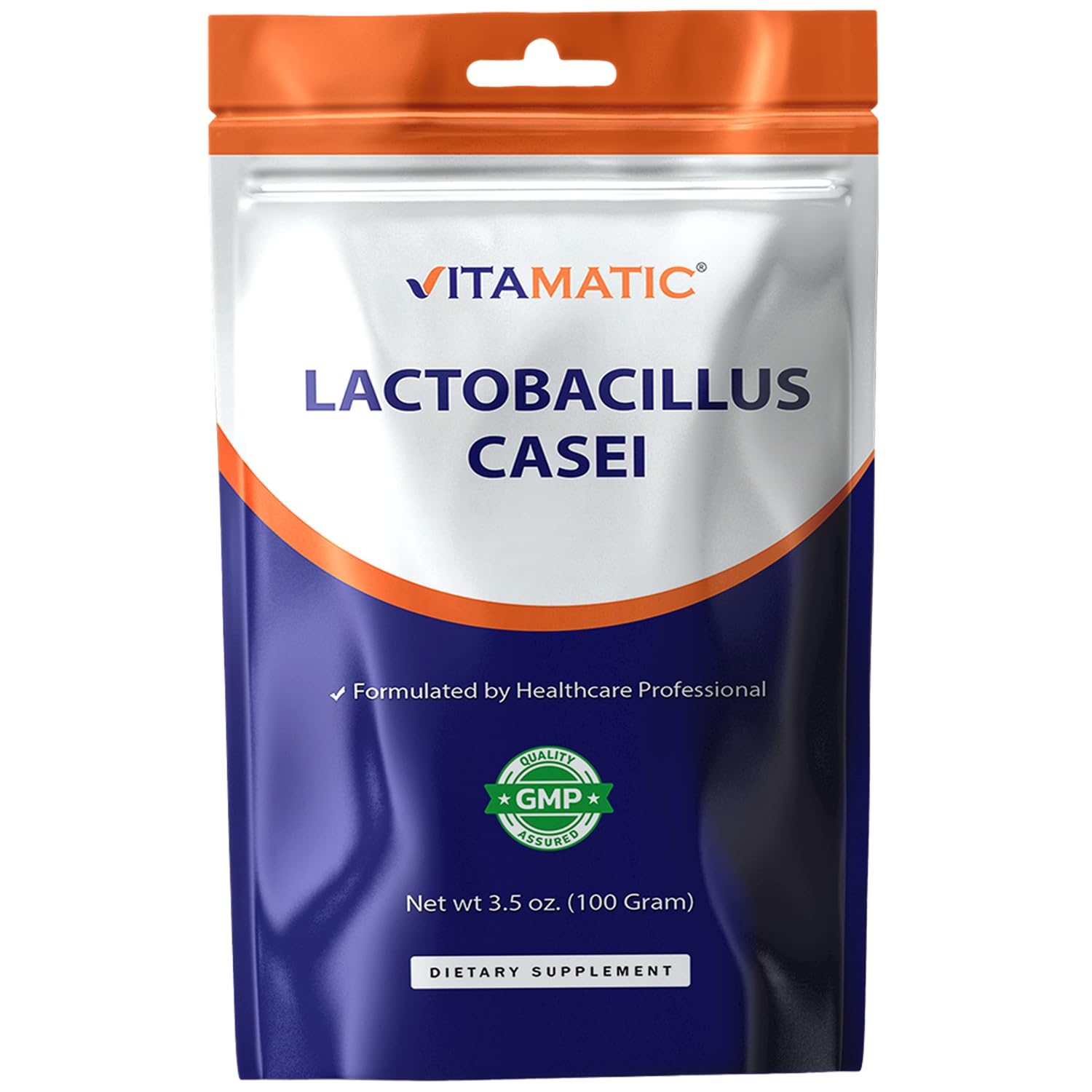 Vitamatic Lactobacillus Casei Probiótico Polvo frente al envase, lista para incorporar en tu rutina diaria