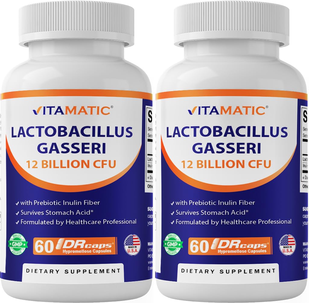Vitamatic Lactobacillus Gasseri, botella y etiqueta: soporte digestivo suave.