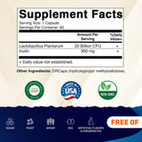 Vitamatic Lactobacillus Plantarum: etiqueta frontal destacando la fórmula prebiótica de inulina