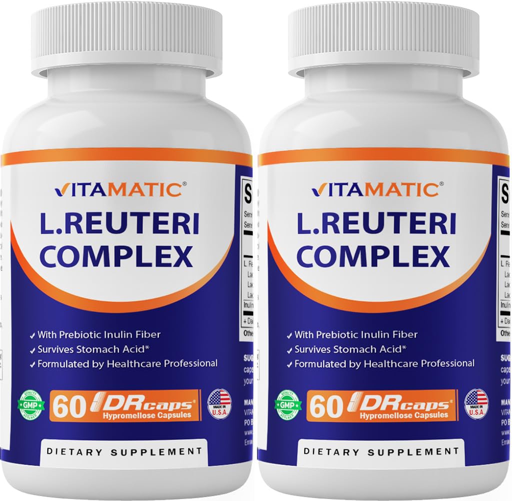Vitamatic Lactobacillus Reuteri Complex: envase frontal para almacenamiento diario.