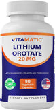 Vitamatic Lithium Orotate: botella frontal con cápsulas veggie fáciles de tragar