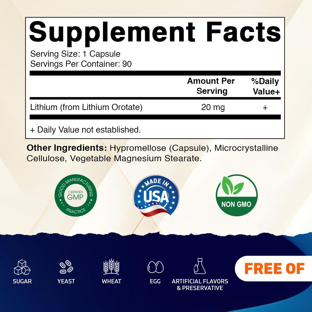 Vitamatic Lithium Orotate: cápsulas veggie en blister, dosis conveniente para uso diario