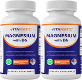 Vitamatic magnesio con B6, empaque de 180 tabletas vegetarianas para uso diario