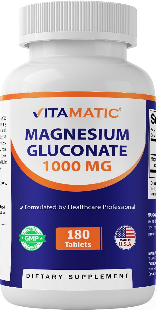 Vitamatic Magnesio Gluconato 1000 mg, tabletas vegetarianas, apoyo a la función muscular.