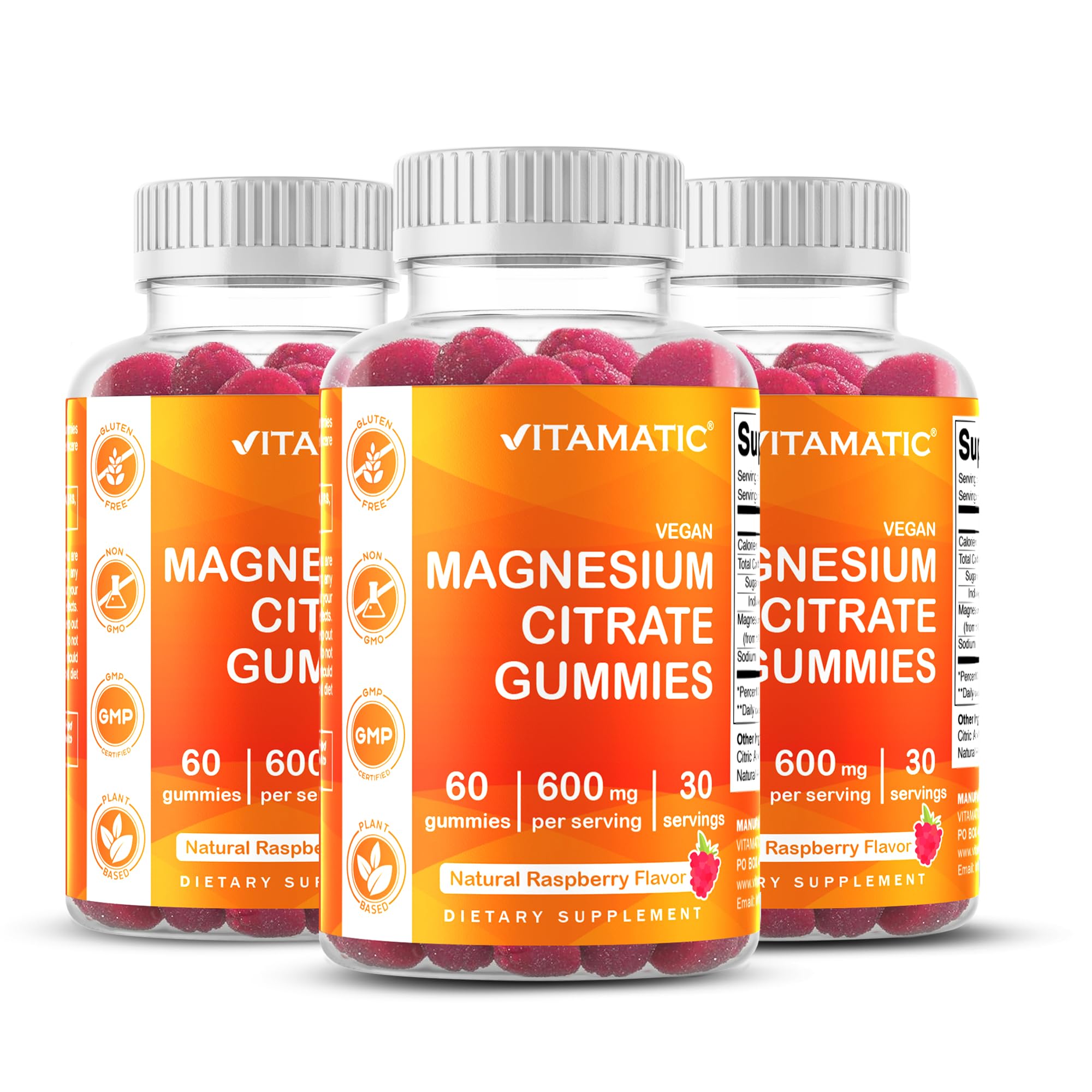 Vitamatic Magnesio gominolas sabor frambuesa para apoyo diario de músculos y nervios