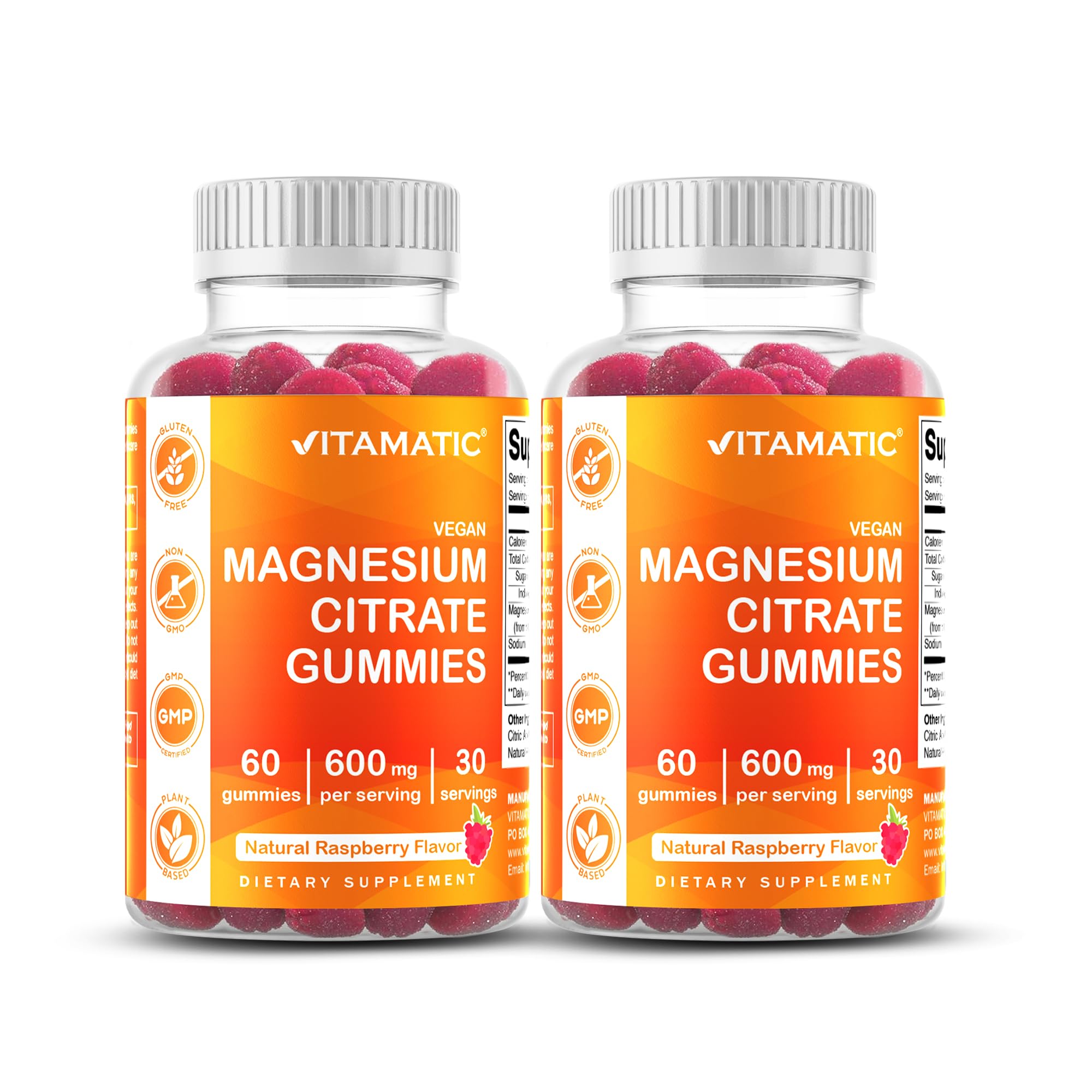 Vitamatic gominolas de magnesio citrato, doble paquete, opción conveniente para relajación diaria.