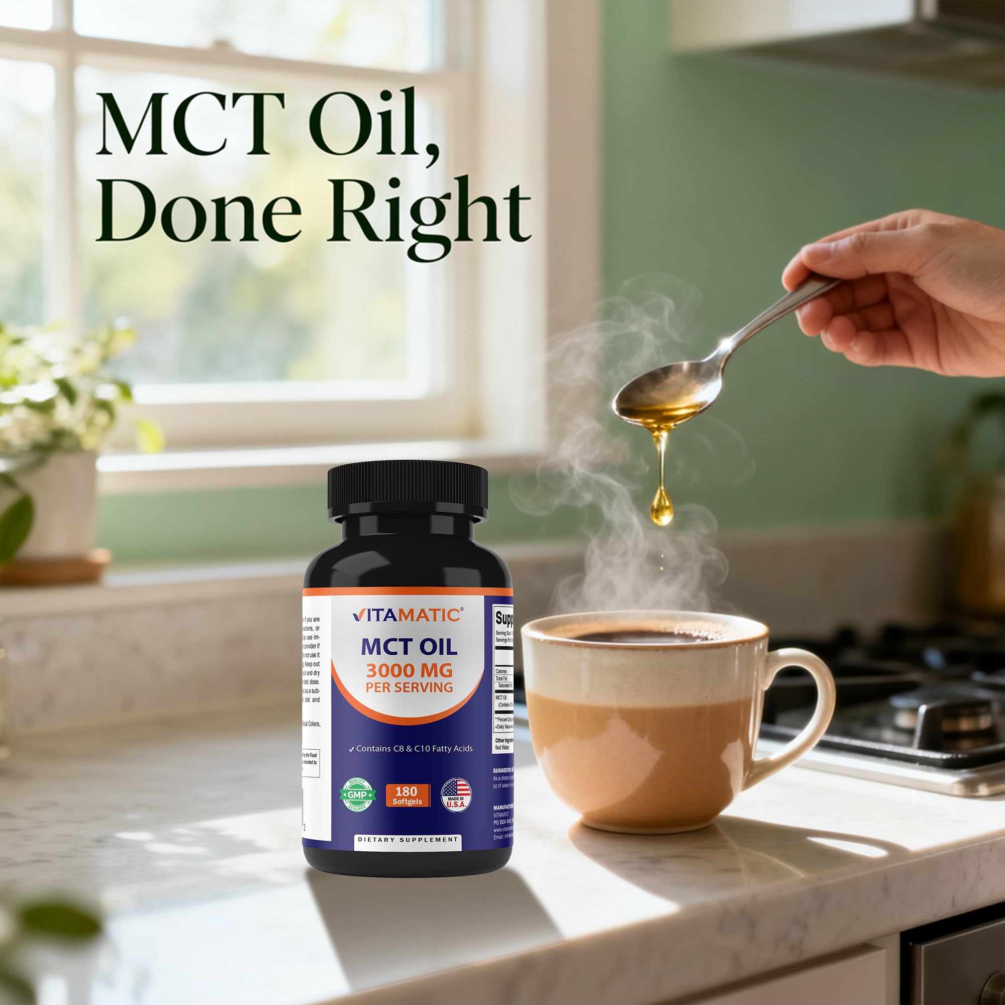 Vitamatic MCT Cápsulas: cápsulas MCT con recubrimiento para tragar fácilmente