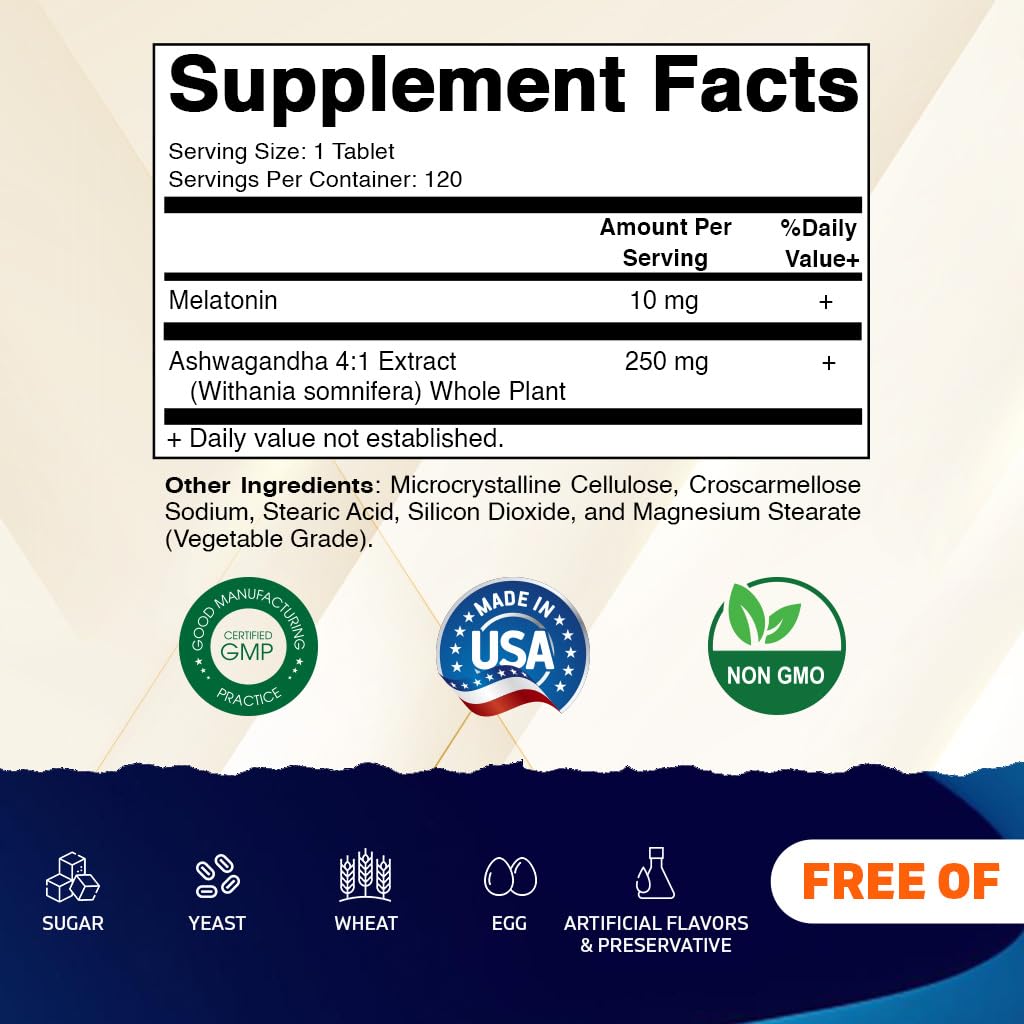 Vitamatic Melatonina con Ashwagandha tras tarro para uso nocturno