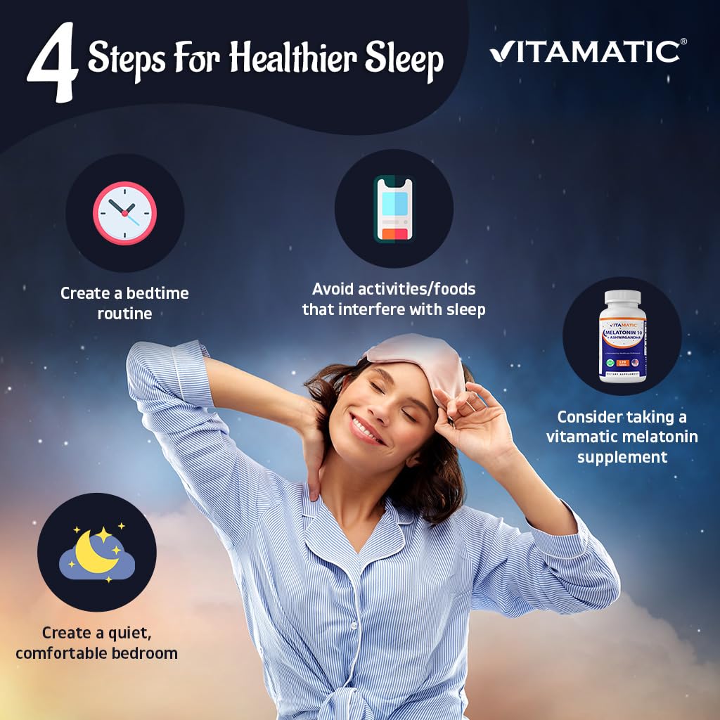 Vitamatic Melatonina con Ashwagandha fabricada en EE UU