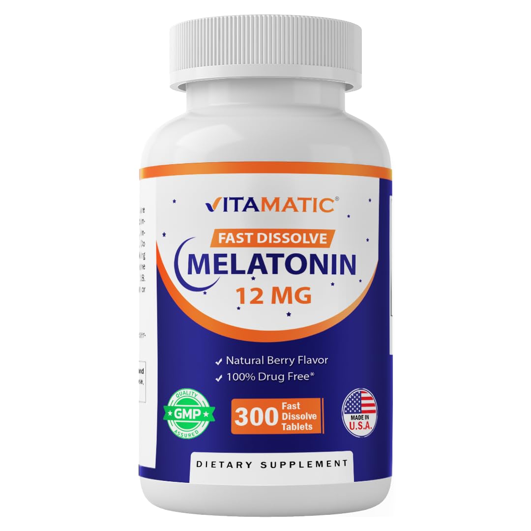 Vitamatic Melatonina frasco con tabletas de disolución rápida para dormir suavemente