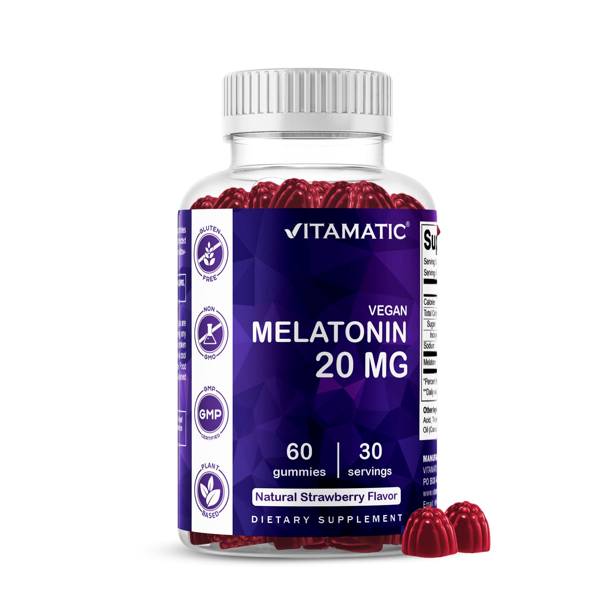 Vitamatic Melatonina gominolas sabor mora natural para un descanso suave