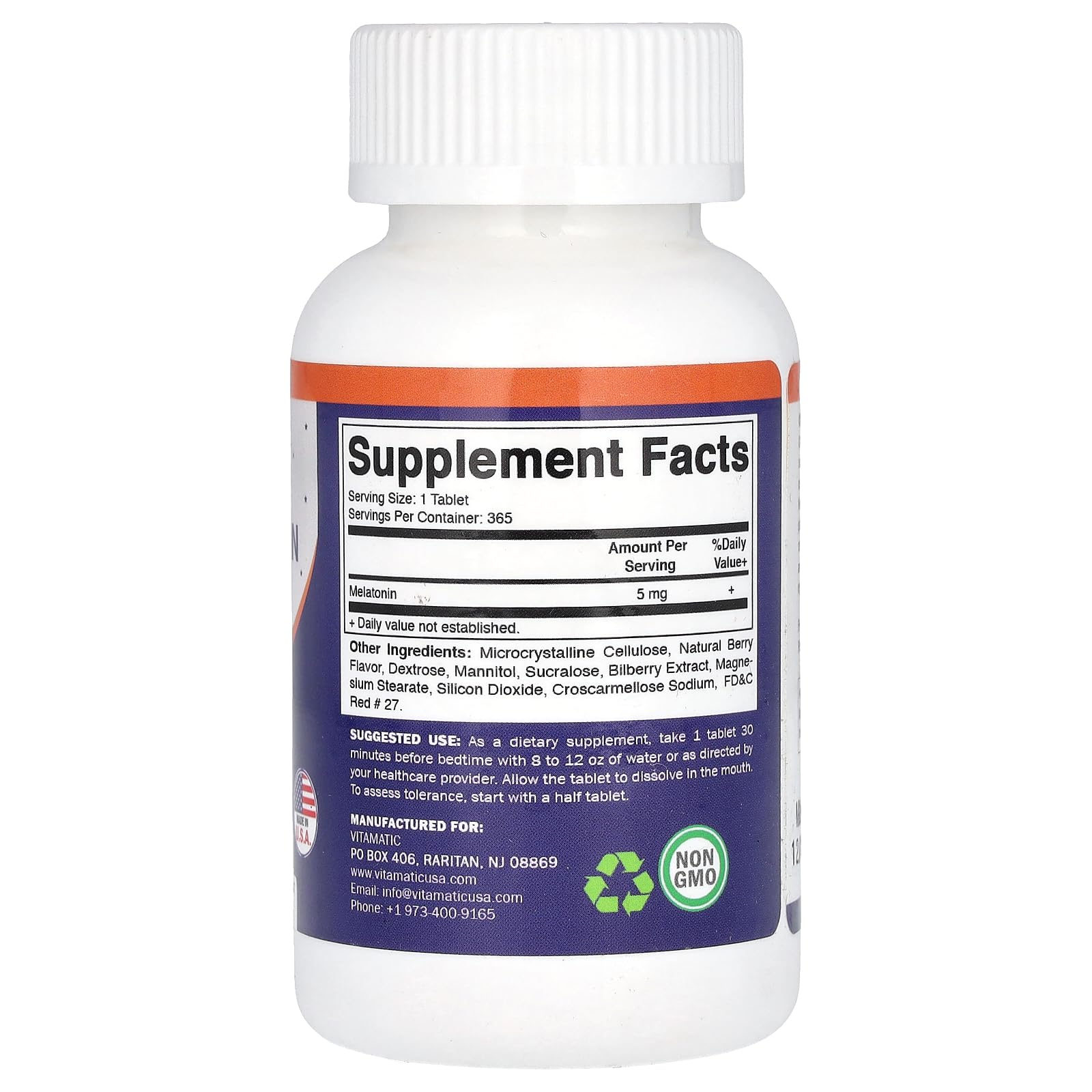 Vitamatic Melatonina: tableta individual de disolución rápida