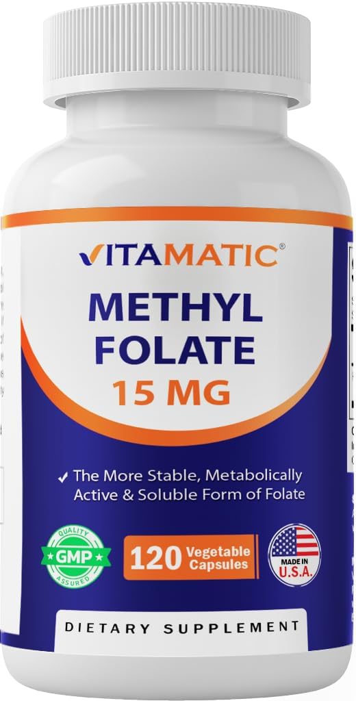 Vitamatic Metil Folato: botella de 120 cápsulas para uso diario