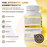 Vitamatic Omega 3 etiqueta de la botella, información de pureza.