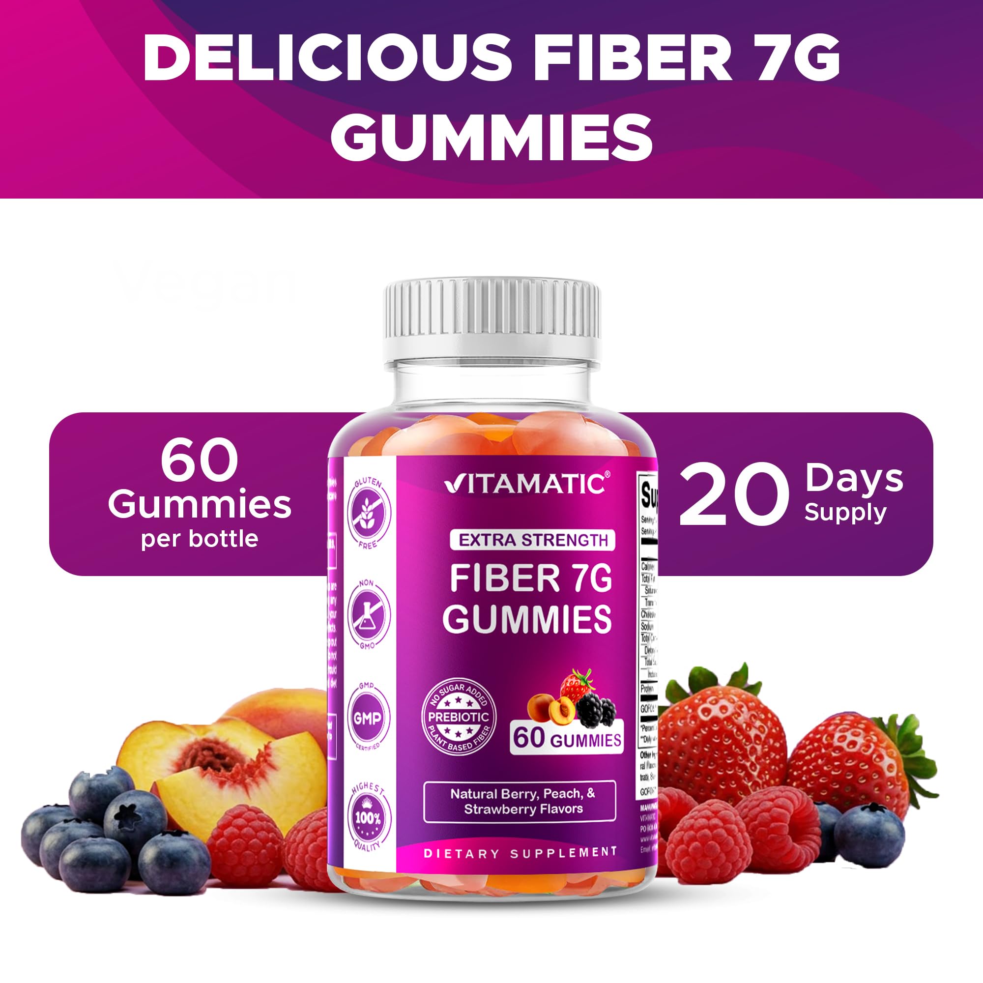 Gomitas Vitamatic usan pectina base para textura suave.