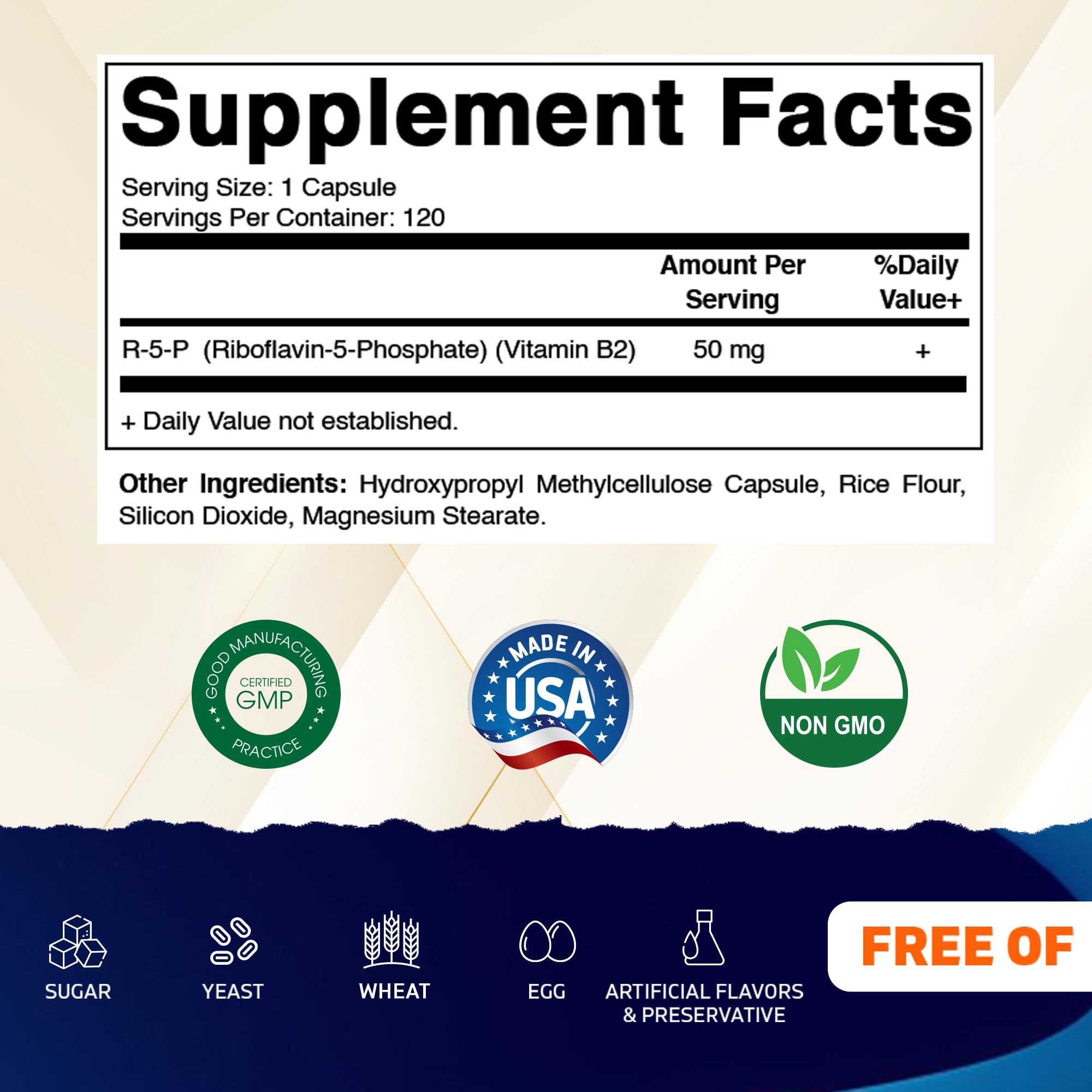 Vitamatic R-5-P, cápsulas fáciles de tragar para uso diario.