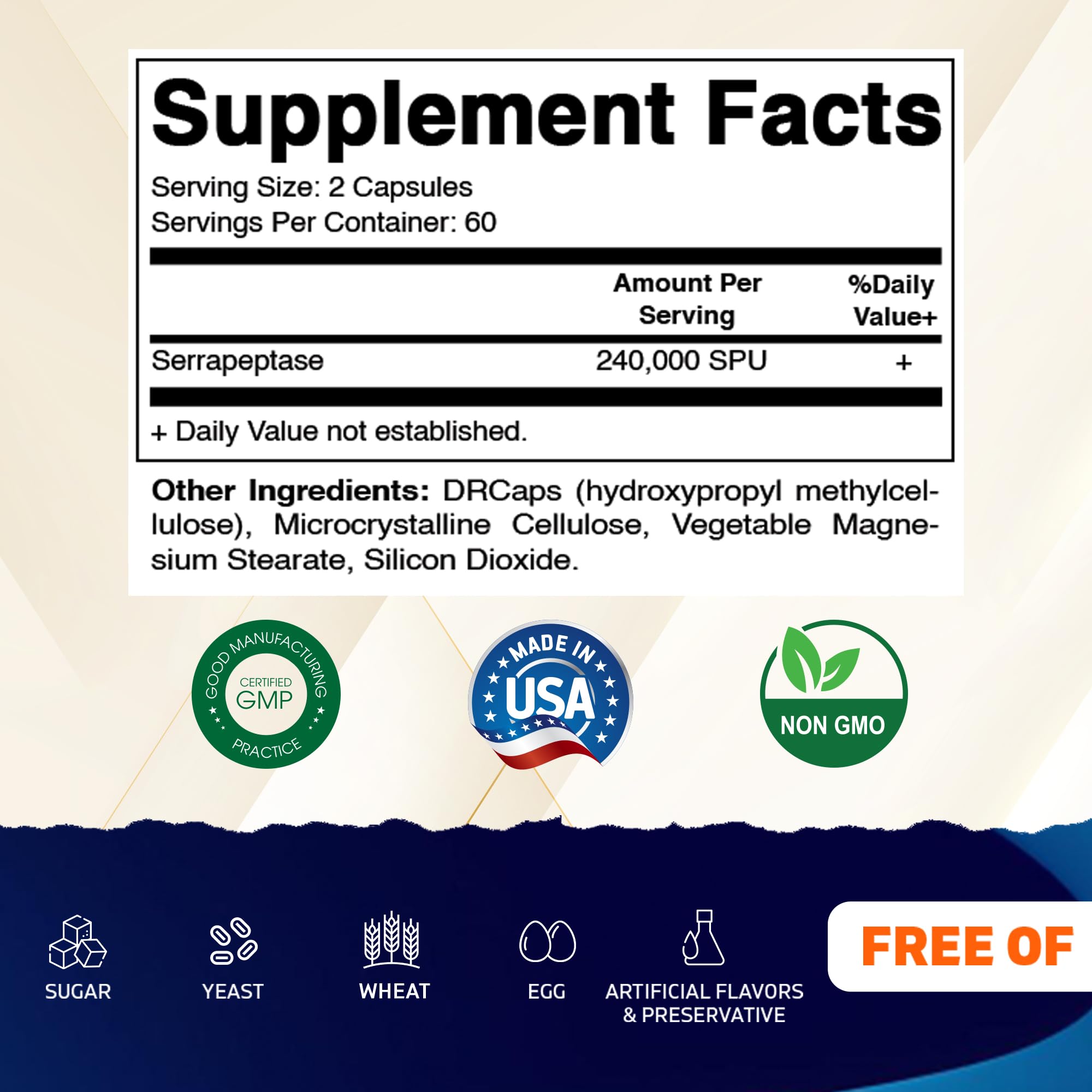 Cápsulas Vitamatic Serrapeptase en primer plano para uso diario.