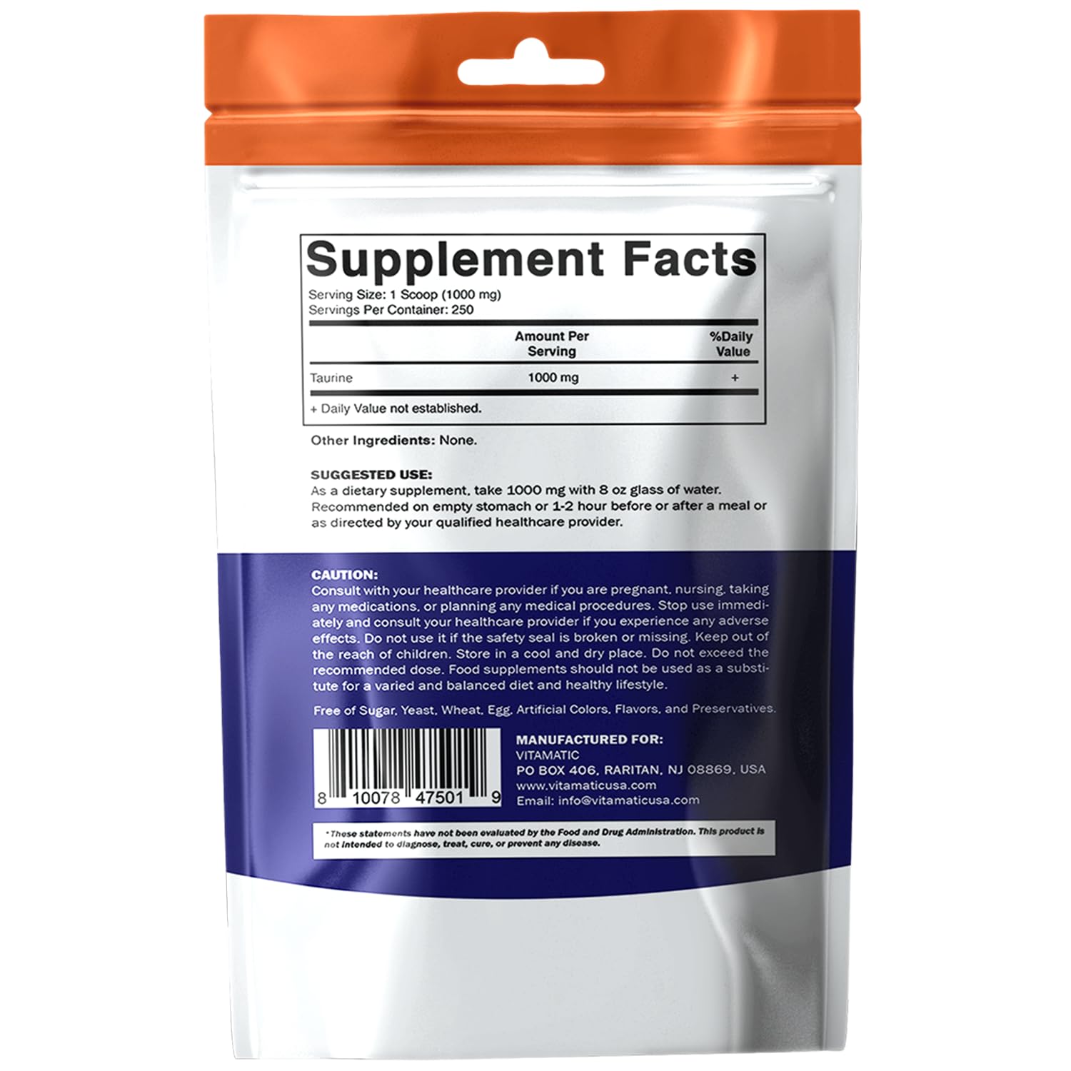 Vitamatic Taurina 1000mg: posible apoyo para energía diaria y bienestar.