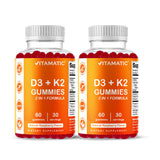 Vitamatic gominolas D3 y K2 en botella, sabor frambuesa para huesos fuertes