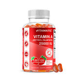 Vitamatic Vitamina A 25000 UI, gominolas sin azúcar, frasco visible para consumo diario