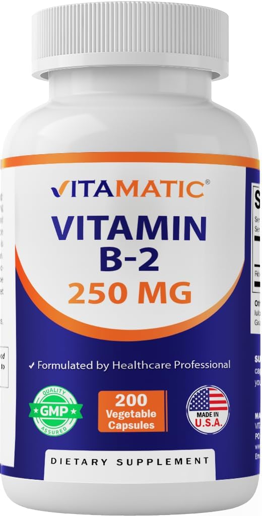 Vitamatic Vitamina B2 cápsulas en botella, posible apoyo a la energía diaria