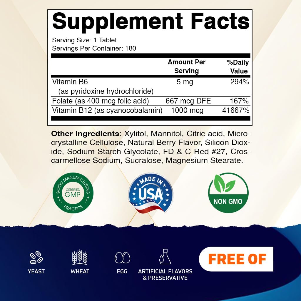 Vitamatic vitaminas B12 y B6, tableta de disolución rápida para energía diaria